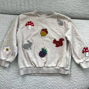 Mini Boden Cream Sweatshirt with Animal and Nature Patches